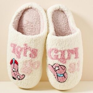 Cozy White (Pink) hat & boot "Let's go Girls" Cowgirl Slippers